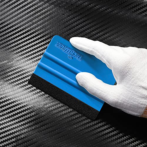 TECKWRAP Plastic Felt Edge Squeegee 4 Inch for Car Vinyl Scraper Decal Applicator Tool 1 pcs (with Black Felt Edge) - color: 1pcs Blue