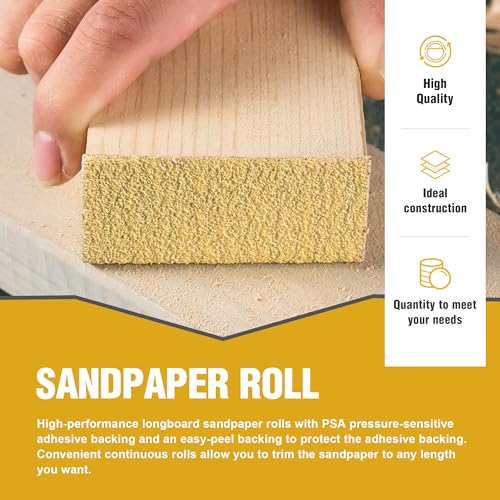 PSA Sandpaper Roll 60 Grit 2-3/4in x 20 Yards Self Adhesive Sticky Back Longboard Sandpaper Continuous Roll Sanding Sheet for Woodworking Auto Body Air File Sander and Hand Sanding Blocks - size: 60 Grit
