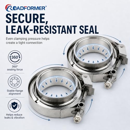 ROADFORMER 1.5" V Band Clamp with Flanges, Quick Release, 2 Pack - size: 1.5 inch