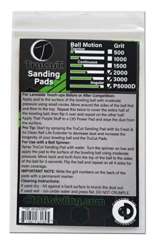 CTD TruCut Sanding Pads for Bowling Ball Resurfacing (Variety grit 5 inch) - size: 5 inch, style: 3 Pack Variety High Grits