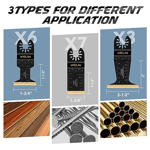 KELIN 16pcs Titanium Oscillating Tool Blades, Universal Multitool Blades