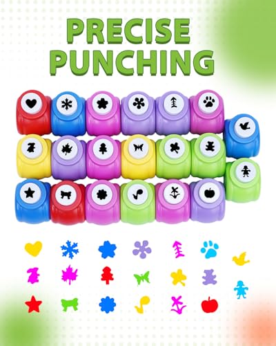 UCEC 20PCS Mini Hole Punch Shapes, Star Heart Paper Punches for Crafting - color: 20pcs multiple styles mini punch