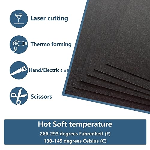 6 Pack Black Plastic Sheet 12x12x0.04 in Flexible Plastic Sheets - size: 12×12"×0.04 in