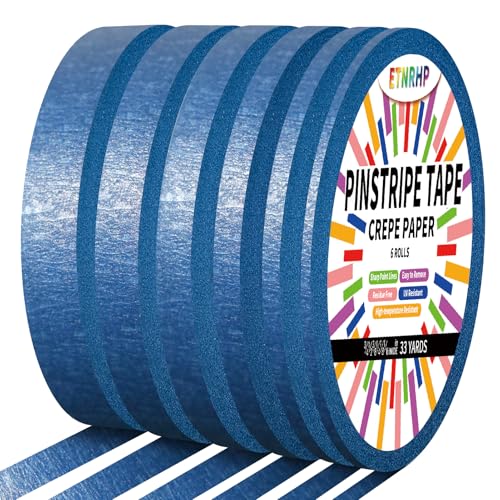 6 Rolls Pinstripe Masking Tape 1/16", 1/8", 1/4", 3/8",1/2", 3/4" - color: Dark Blue
