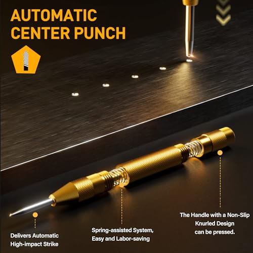 6PC Cobalt Step Drill Bit Set, Hex Shank Step Drill with Two Spiral Flutes and Automatic Center Punch for Metal, Stainless Steel, Aluminum, Wood, and Plastic with Aluminum Case, 50 Sizes - style: M35-6PC