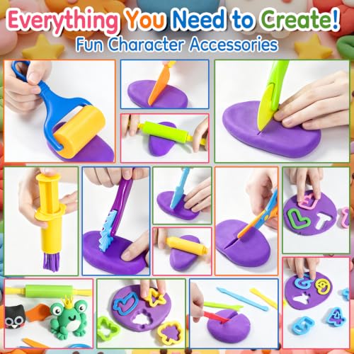 108 PCs Dough and Clay Play Tools Alphanumeric Kit for Kids Ages 4-8 - size: Pack of 108