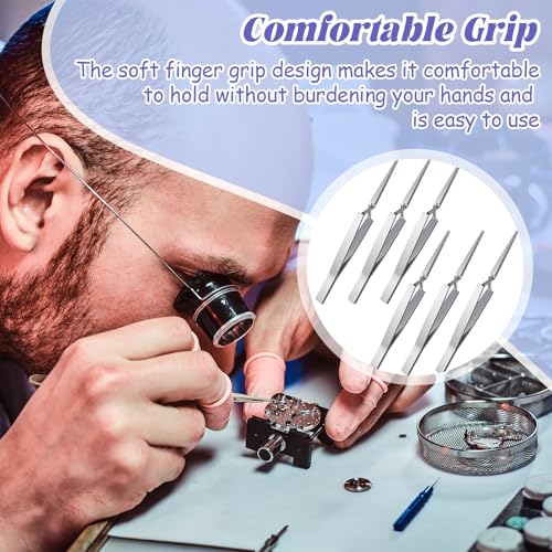 6 PCS Reverse Tweezers, Stainless Steel Craft Tweezers Precision, Model Cross Locking Scrapbook for Jewelry, Electronics, Laboratory, Model Making (Silver)