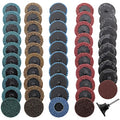 Sanding Discs 50PCS 2-Inch Quick Change Surface Conditioning Set with 1/4" Holder – Red, Blue, Green, Brown, Khaki Discs – 80 to 400 Grit for Rust, Paint, Burr, and Surface Removal – Fits Die Grinders