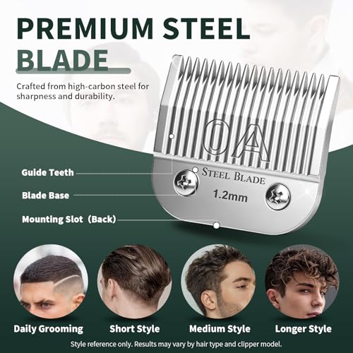 7 Pcs Clipper Blades 0.1-13mm Compatible with Oster Classic 76, Silver - size: Size 0.1-13mm