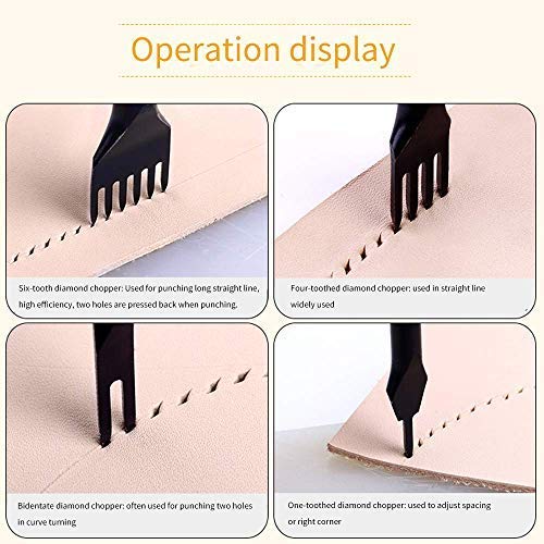 Alloy Steel 4pcs 6mm 1/2/4/6 Prong Lacing Diamond Stitching Chisel Hole Punches Tool,Sharp Pricking Iron Leather Craft Tool Sets DIY Handwork - size: 6mm