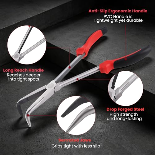 Lichamp 3-Piece 11 Inch Long Needle Nose Pliers Set, Extra Long Reach Plier