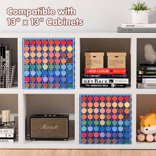 Krafetto 64-Grid Paint Organizer for 2 Oz Bottles, Wall Mount, Blue - color: 1pc blue paint rack