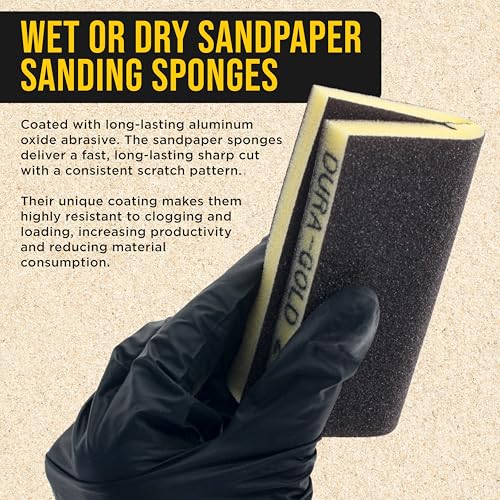 Dura-Gold 180 Grit Double-Sided Sanding Sponges, 4.7" x 3.9", Box of 10 - style: 180 Grit