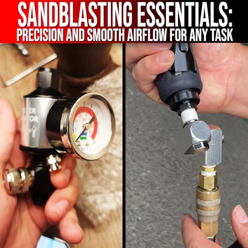 LE LEMATEC Air Compressor & Sandblaster Accessory Kit | Regulator, Swivel Connector & AS118 Ceramic Tip Kit