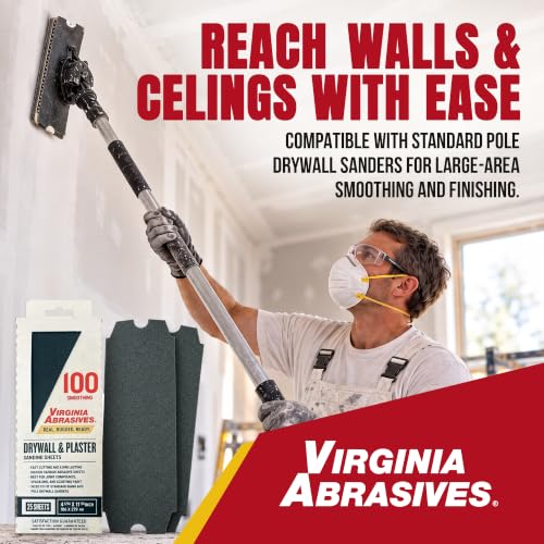 Virginia Abrasives Drywall & Plaster Sandpaper Sheets,4.18"x11.25",100 Grit - style: Medium