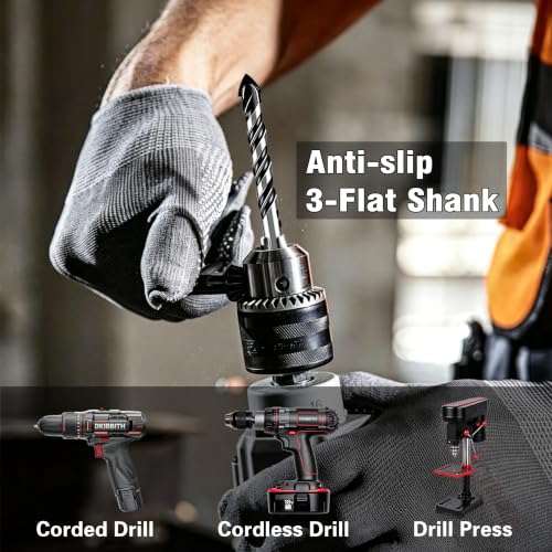 5-Piece 9/16“ Masonry Drill Bits for Tile Glass Ceramic Wall Brick Stone Soft-Metal Wood,9/16 Inch Concrete Drill Bits Cement Drill Bit Set, 3-Flat Shank, YG8 Carbide Tungsten Steel Alloy Tip 14mm - size: 5 Piece 9/16 Inch
