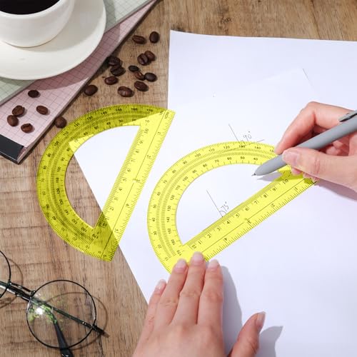 Zonon 2 Pcs 6 Inch Plastic Protractor 180° Math Protractors, Yellow - color: Yellow