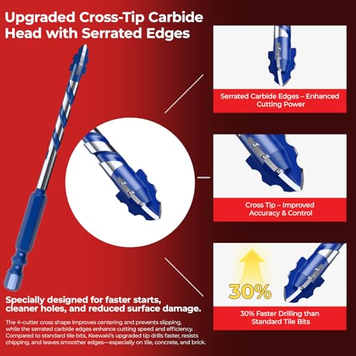 10Pc Cross-Tip Carbide Masonry Drill Bit Set 5/32"-1/2" with Case - size: 5/32"-1/2" Set (Cross)