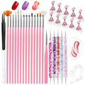 Artdone Nail Art Brushes With Nail Stands Nail Art Tool Set, Dotting Tools, Dust Brush,Striping Brushes for Long Lines, Drawing Pen For Gel Polish Design supply - color: Brushes With Stand
