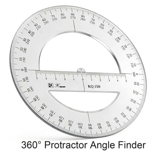 SEIWEI 360 Degree Protractor, 6 Inch Math Circle Ruler, Clear Plastic Angle Measurement Tool with Accurate Scale, Round Protractor for Kids Geometry, Engineering, Drafting, School & Office - size: 6 Inch / 15 cm