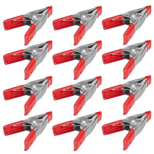 Wideskall® 2" inch Mini Metal Spring Clamps w/Red Rubber Tips Clips (Pack of 12) - style: Pack of 12