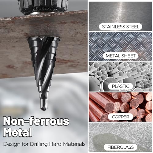 Cobalt M35 4 Spiral Flutes Step Drill Bit for Metal 3/16" to 1/2" - size: M35 Spiral 3/16" to 1/2"