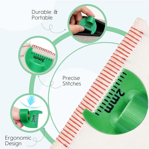 Edge Stitch Lock and Sewing Gauge, 2mm/3mm/4mm Edge Sewing Lockranding Tool, Quilting Templates Rulers Needle Gauge Measuring Seam Gauge for Fabric Straight Stitching(Green) - color: Green
