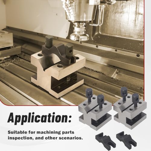findmall 1-3/8 x 1-3/8 x 1-3/16 V Block with Clamp, 90 Degree Angle Set - size: 1-3/8 x 1-3/8 x 1-3/16