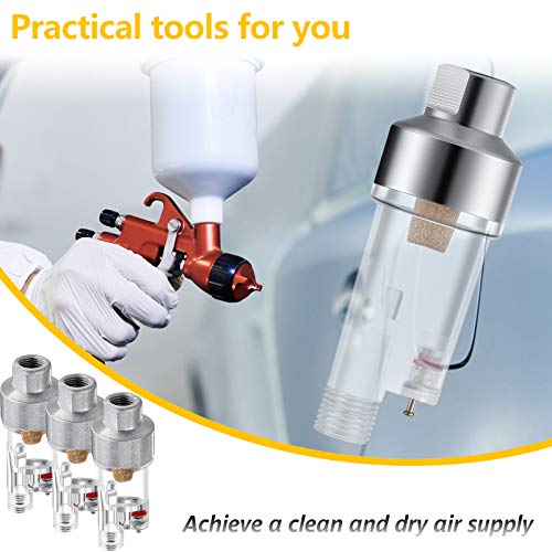 Honoson 3 Pcs 1/8" Bsp Threads Airbrush Water Trap, Oil Water Separator