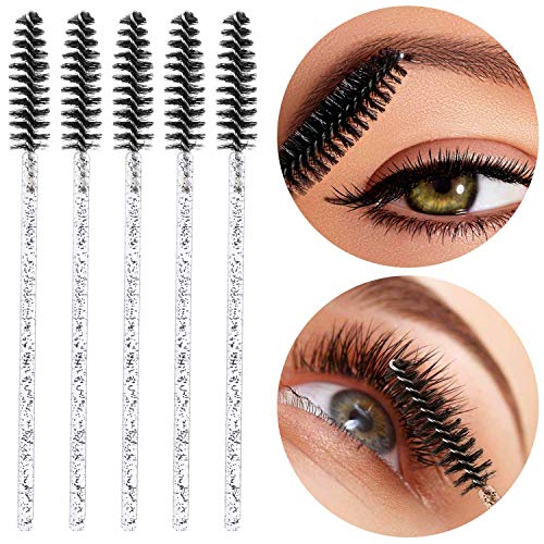 Tbestmax 500 Disposable Mascara Wands Eyelash Brush Spoolies for Eyebrow Eye Lash Extension Colorful - color: Crystal-5 Colors
