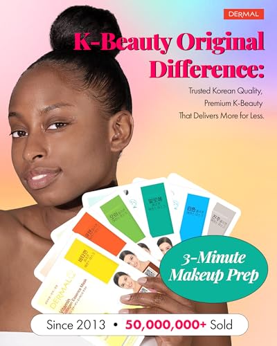 DERMAL Korean Sheet Mask Variety Pack, 24 Unique Collagen Essence Masks
