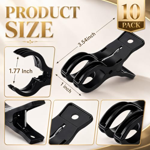 LemonRoad 10 Pack Large Balloon Arch Clips Spring Clamp for Backdrop, Black - color: Black