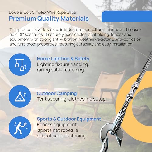 20PCS Double Rope Clamp,M2 Wire Rope Clamp - size: M2-2-20Pack