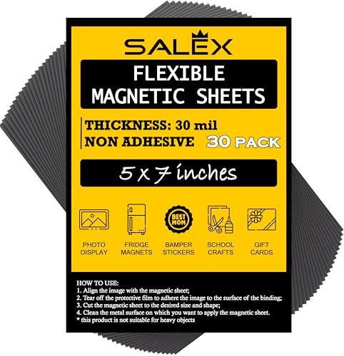 Magnetic Sheets Non-Adhesive 5" x 7" 30 mil - Flexible Magnets, 30 Pack - size: 5" x 7"