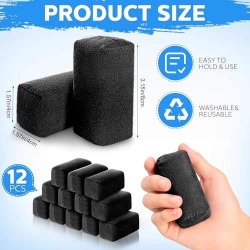Riakrum 12 Pack Suede Applicator Pads Car Detailing Sponge, Black - color: Black