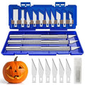 21 Pieces Precision Hobby Craft Knife Set,Razor Sharp Knives for Scrapbooking,Stencil,Art Modeling,Sculpture,Wood Leather,Halloween Pumpkin Carving,Fine Point,Scoring,Chiseling Blade