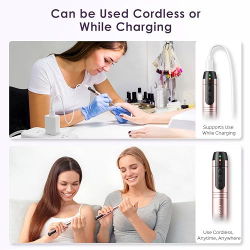 COSLUS C20 Cordless Nail Drill Electric File, All-in-One Kit, Gold - color: Gold