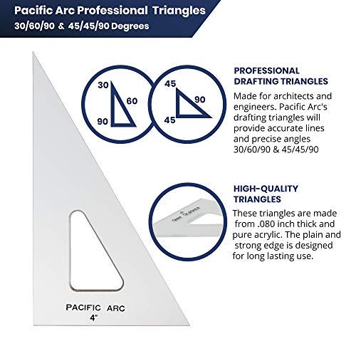 Pacific Arc Drafting Triangle, 14-inch, 45/90 Degrees, Clear Acrylic - color: Clear, size: 14-in, 45/90 degrees