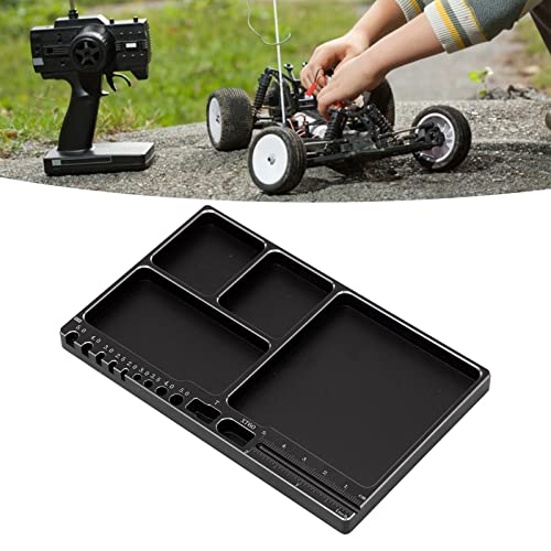 Dilwe RC Aluminium Alloy Magnetic Screw Tray with Magnetic Pad for RC Model Toy Repair, Universal Metal RC Screw Holder Plate