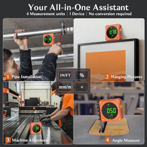Rechargeable Digital Angle Finder & Gauge with 4-Side Magnetic Base - size: No laser