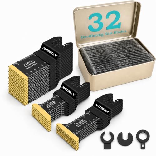 AMZBSAW 32PCS Titanium Metal Cutting Blades for Wood, Nails & Plastic - style: B-32 PCS