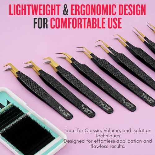 Fiber Tip Eyelash Extension Tweezers (MLT-MYSL-03, 1PC) - color: Mlt-mysl-03