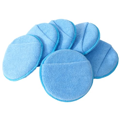 S SATC 6 Pack 5 Inch Microfiber Wax Applicator Pads, Foam Car applicator Pads with Finger Pocket for Car Detailing, Surface Polishing - size: 5 Inch 6 PCS