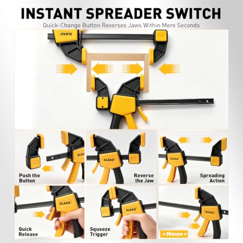 6-Pack Wood Clamps for Woodworking, 4-Piece 6" Bar Clamps with 2-Piece Clamp Connectors, Quick-Release Wood Clamps with 150 LBS Load Limit, Trigger Clamp Set for Woodworking DIY Projects - style: 4-Piece 6" 150lbs with clamp connector