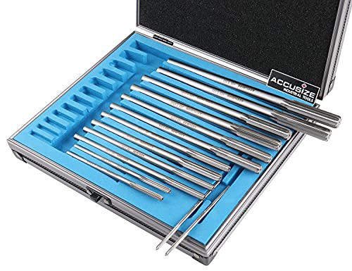 Accusize Industrial Tools Chucking Reamer Set, 0.1240" to 0.5010", 14 Pc - size: Over & Under Size 0.1240"-0.5010"