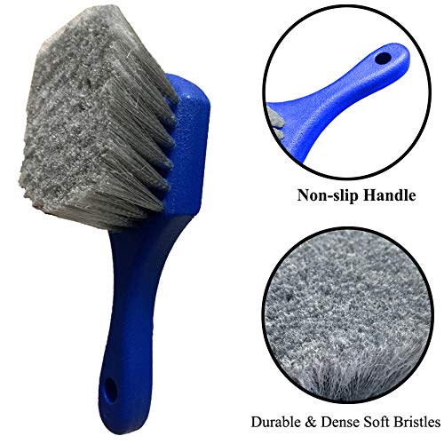 Wheel & Tire Brush for Car Rim, Soft Bristle Car Wash Brush - color: Blue