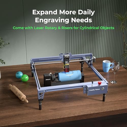 CREALITY FALCON 10w Laser Engraver with Air Assist, Laser Engraving Machine with Rotary Roller, 72W High Precision Laser Cutter and Engraver for Wood, Metal, Acrylic, Cylindrical Objects, Tumblers - color: Falcon-10W-pack