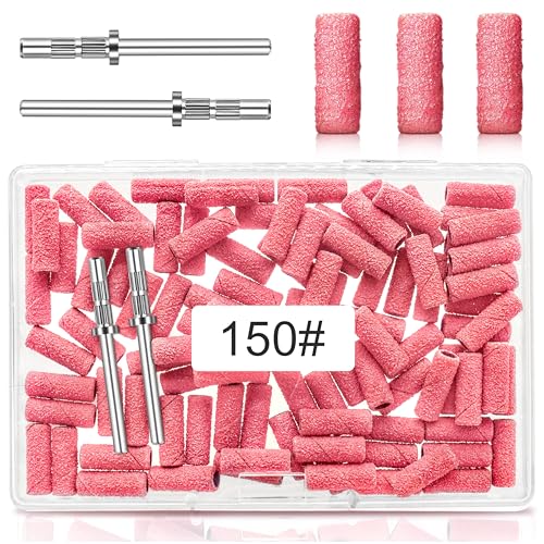 150 Grit Mini Sanding Bands for Nail Drill Bit - 100 Pcs, 3.1 MM Small Sanding Bands for Manicures and Pedicure - size: 150 Grit-Pink