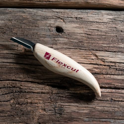 FLEXCUT Wood Carving Tools | Cutting Knife | 1095 High Carbon Steel Blade| Ergonomic Ash Wood Handle| 1-1/4 inch Blade Bevel Length | KN12 | Made in the U.S.A - style: Cutting Knife, 1-1/4 inch