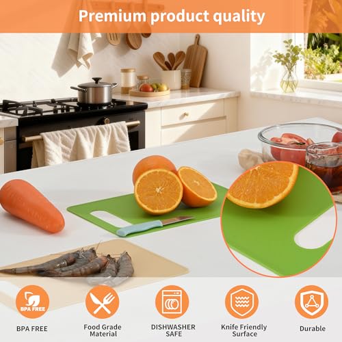 Luckyiren Plastic Cutting Board Set, 4-Piece Small Color-Coded Kitchen Mats - color: Macaron; 6-Pack